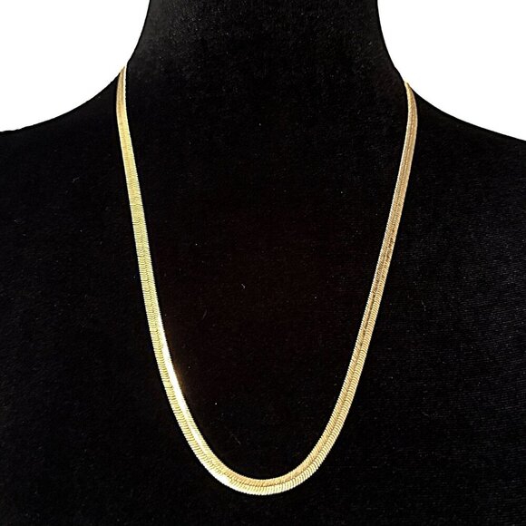 Herringbone Chain Gold Tone Adjustable Length 24 - 26 Inch - Picture 1 of 4